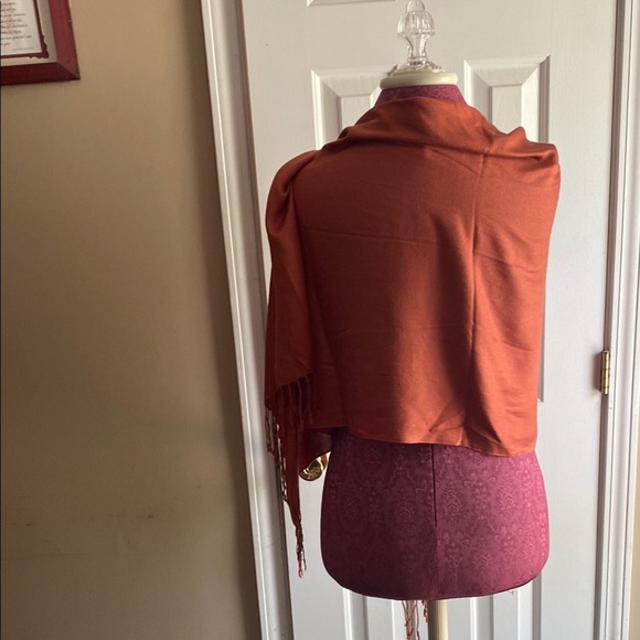 Collection XIIX LTD.  Woman’s Elegant Burnt Orange Shawl Wrap - Picture 3 of 7